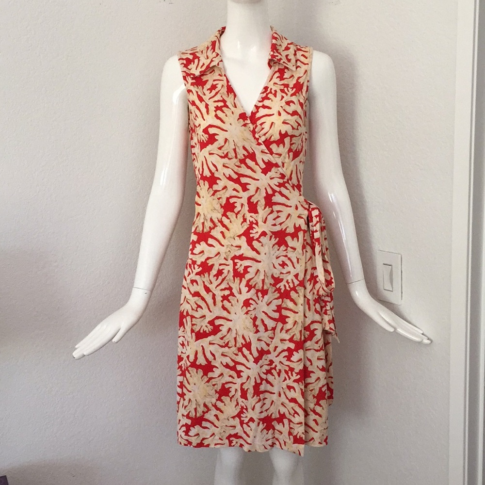 Diane Von Furstenberg coral wrap dress